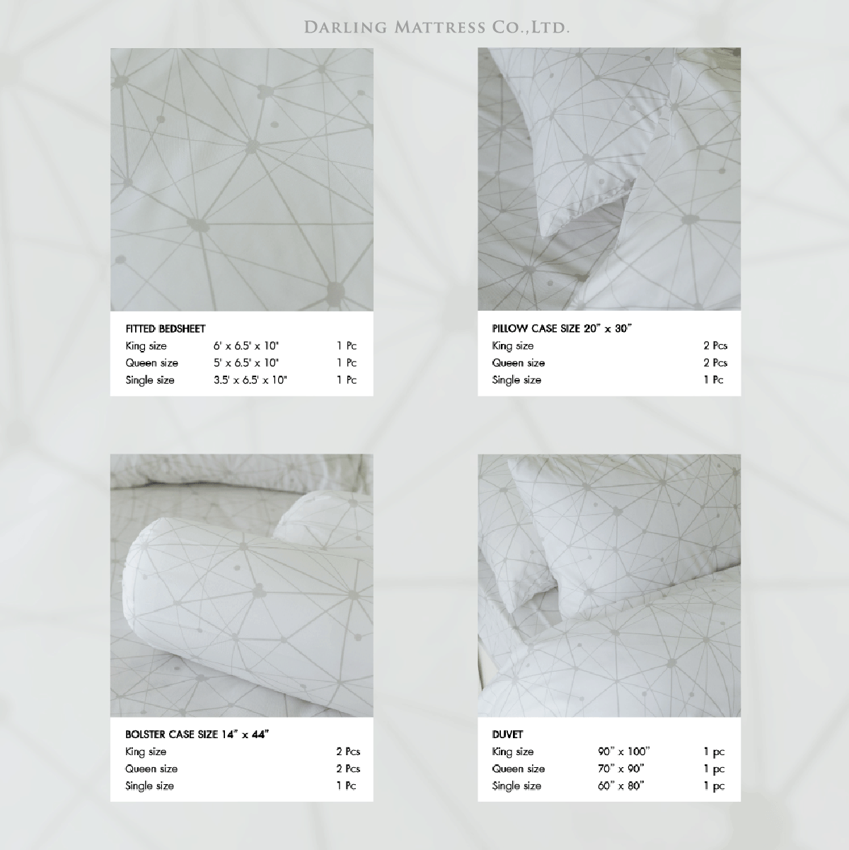 ชุดผ้าปูผ้านวม 6 ฟุต DARLING MATTRESS รุ่นแอบสแตรกต์ ลายไดมอนด์_4